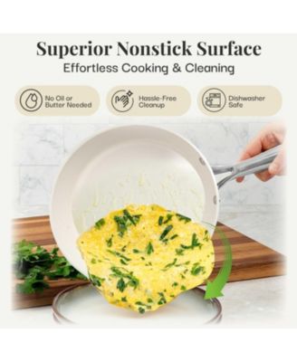 Hammered Cream 10 in. Ceramic Nonstick Frying Pan