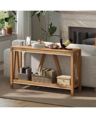Farmhouse Console Table with Storage, Rustic Sofa Table,