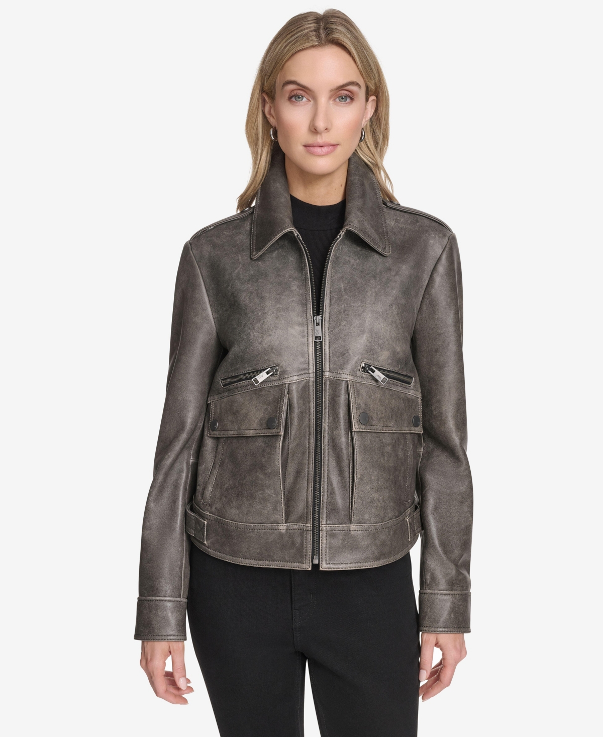 Andrew Marc Women's Addis Aviator Leather Jacket