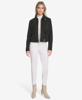 Women's Lunetta Sueded Leather Trucker Jacket