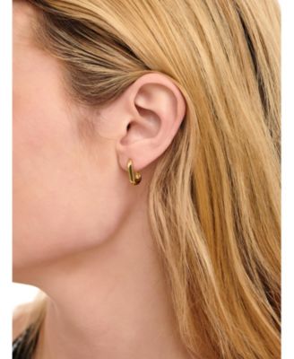 Beveled Hoop Earrings in Gold Plated Sterling Silver