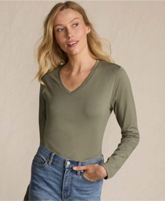 Women's Supima Cotton Long Sleeve V-Neck T-Shirt