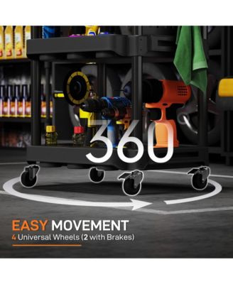 3-Tier Rolling Tool Cart with Wheels, Plastic Utility Cart,