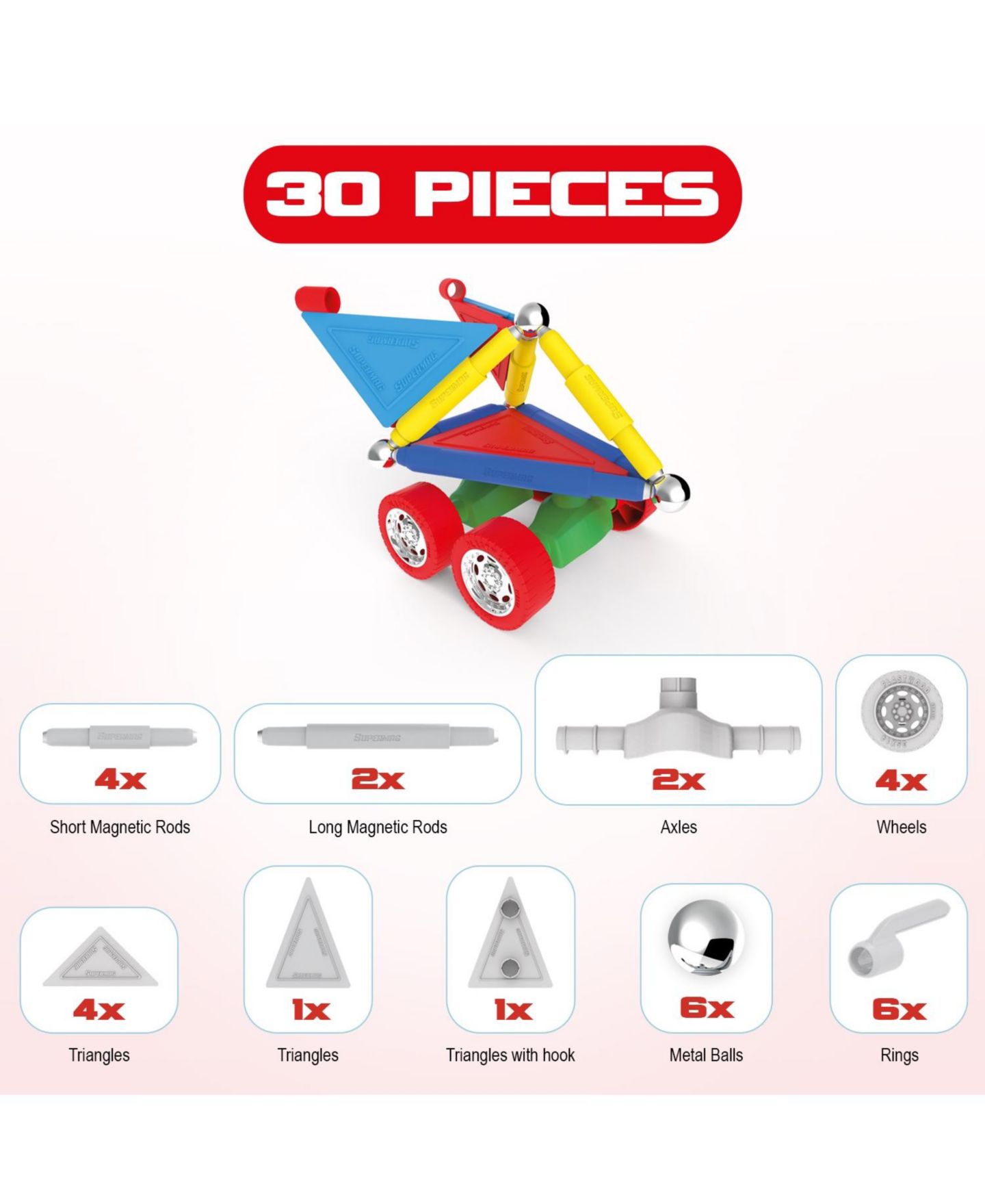 Детский конструктор Tinamiri SuperMag Wheels 30, цвет: Open Miscellaneous — фото 7