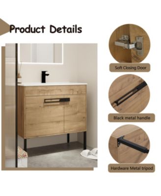 36 Inch Bathroom Vanity with Optional Floating or Freestanding Design and Sink