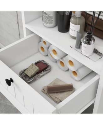 CASAINC 1Pc MDF Tilt-Out Design, One Compartment, Drawer & Moisture-Resistant Finish Laundry Cabinet