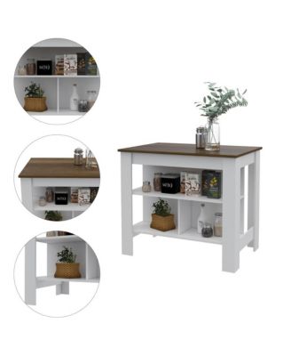 Modern Kitchen Island with Storage Shelves and Drawer for Meal Prep and Organization
