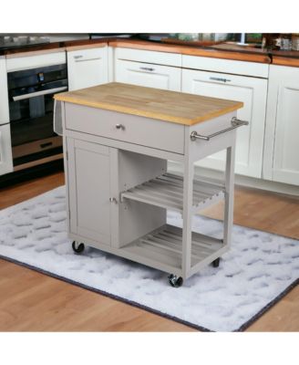 Rolling Kitchen Island with Storage Space, Towel Rack, and Utility Drawer