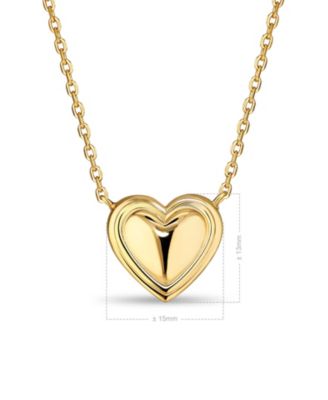 Contour-lined Heart Necklace in Gold Plated Sterling Silver, Adj 16/17/18 inch