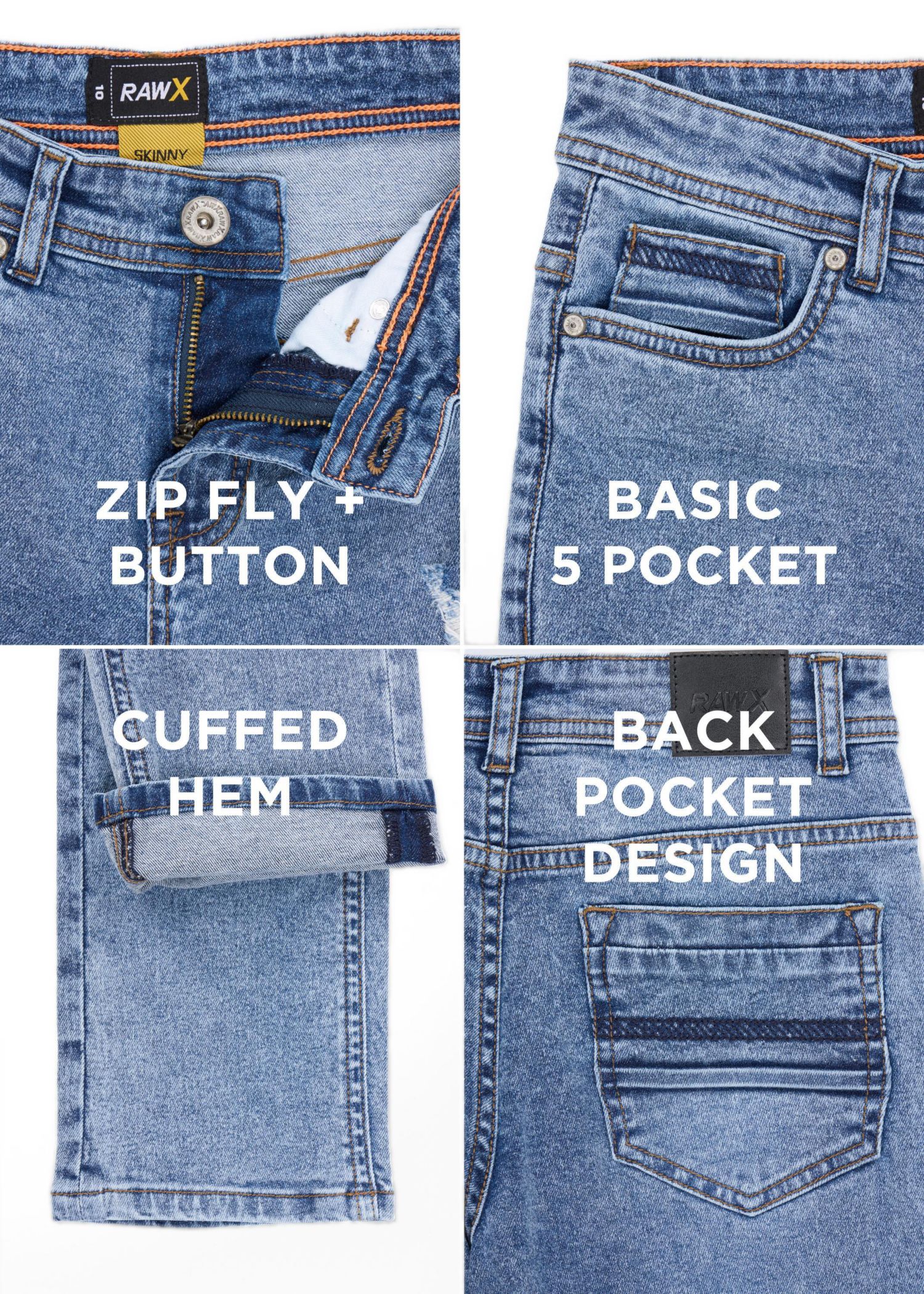 Big Boy's Distressed Jeans Size 8-18
