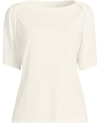 Women's Elbow Sleeve Supima Cotton Boatneck T-Shirt