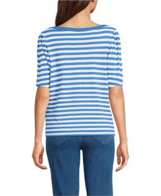 Women's Elbow Sleeve Supima Cotton Boatneck T-Shirt