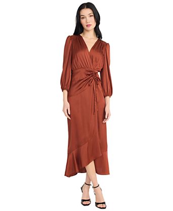 macy's brown dresses Women's Maxi and a playful side slit Women's Brown Ruffle Seasonal Dresses
