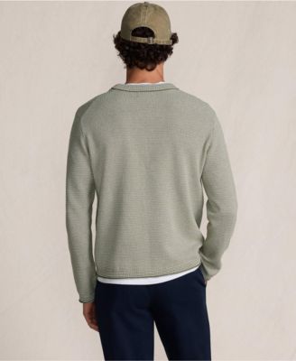 Men's Long Sleeve Textured Cotton Crewneck Sweater