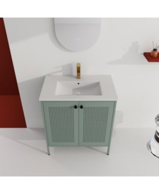 30" Freestanding Bathroom Vanity with Ceramic Sink and Storage Cabinet