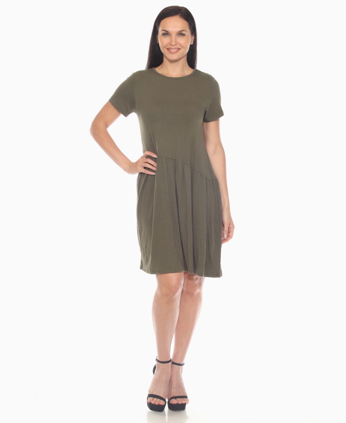 White Mark Plus Size Short Sleeves Maxi Dress In Gray