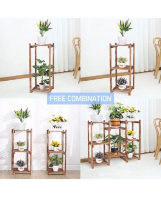 Multi-Tier Wood Plant Stand Rack 10 Pot Flower Display Shelf