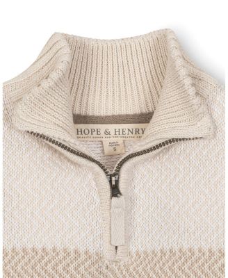 Little and Big Boys' Organic Long Sleeve Half Zip Sweater with Engineered Stripe