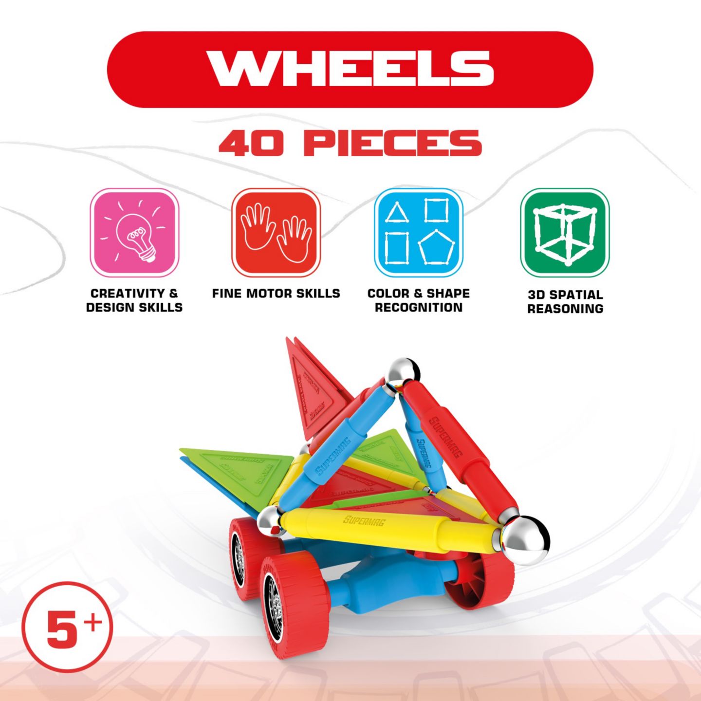 Детский конструктор Tinamiri SuperMag Wheels 40 — фото 4