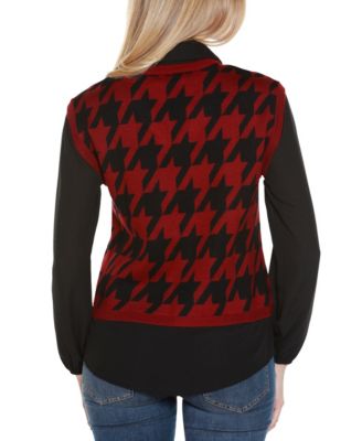 Women's Houndstooth Two-Fer Sweater