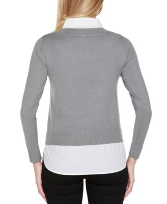 Women's Rhinestone-Neckline Two-Fer Sweater