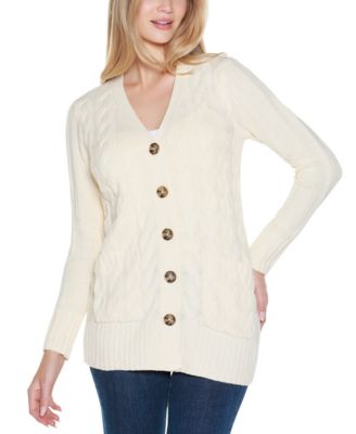 Women's Button-Front Cable Cardigan Sweater