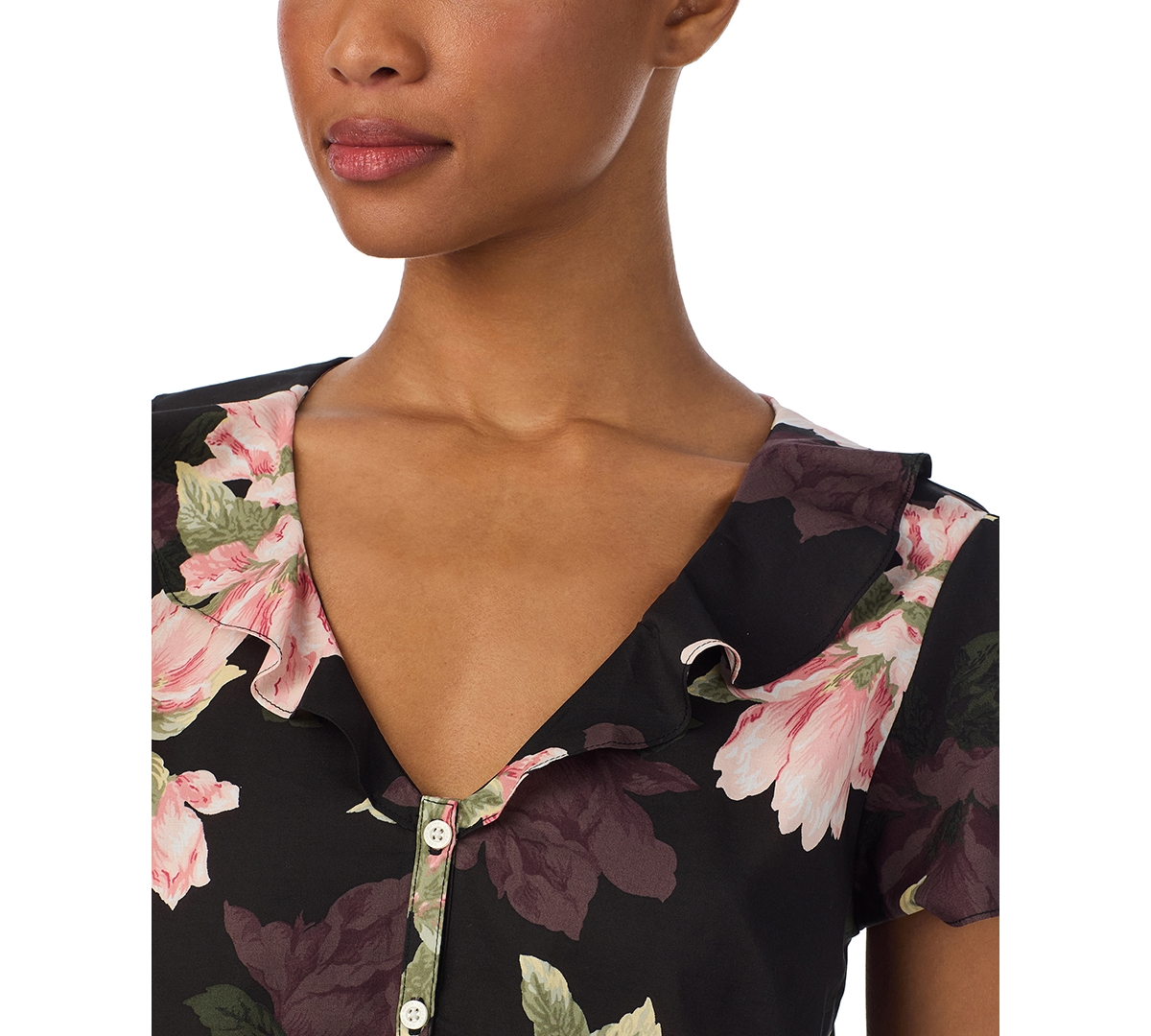 Ralph Lauren Women's Flutter Sleeve Pajama Set In Black