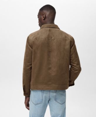 Men's Suede Leather-Effect Overshirt