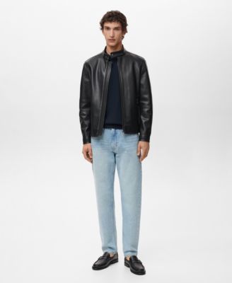 Men's Zip-Up Leather-Effect Jacket