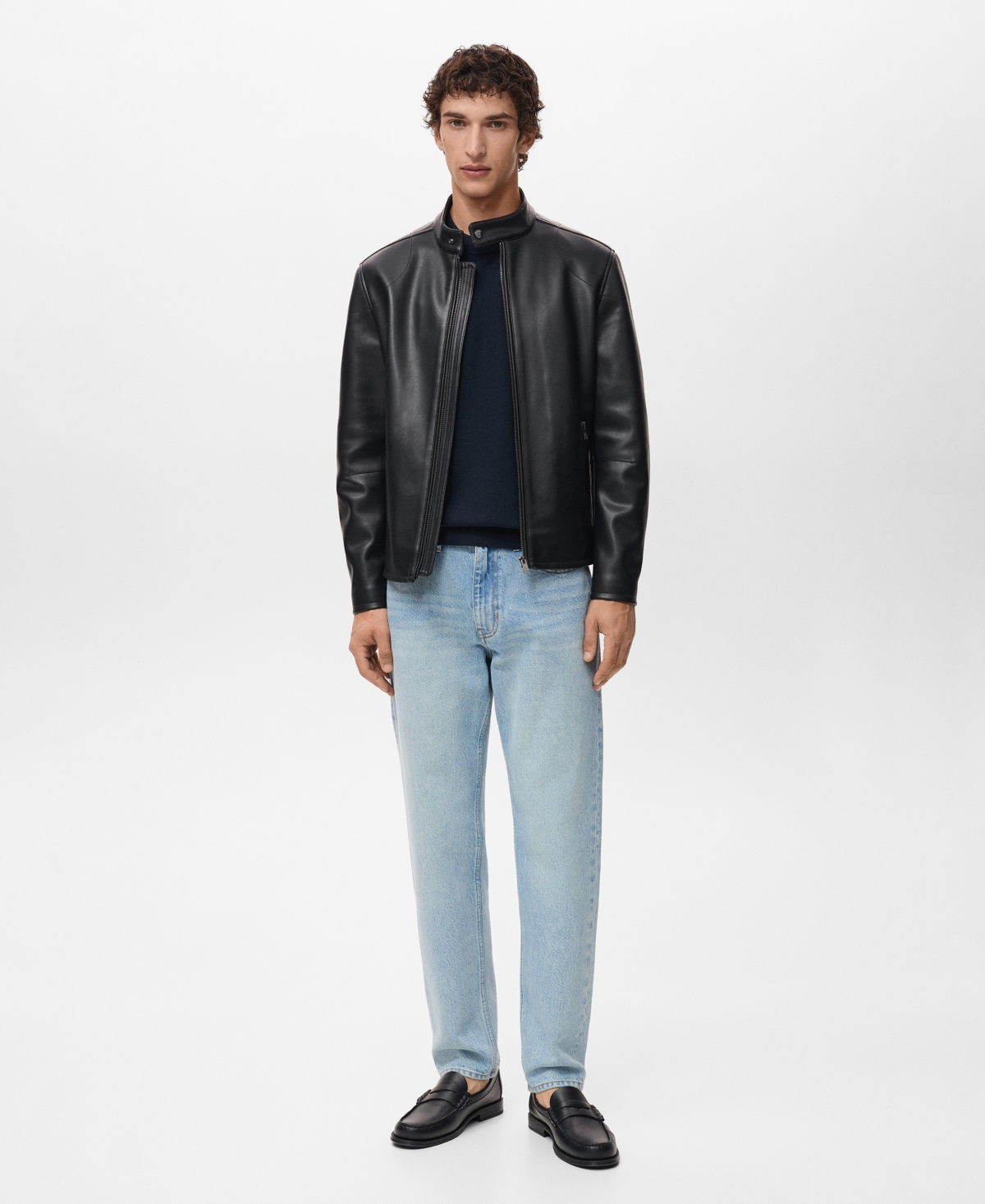 Mango Men's Zip-up Leather-effect Jacket In Black