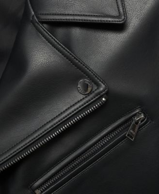 Men's Leather-Effect Biker Jacket