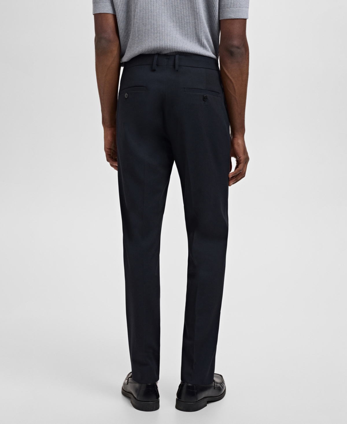 Mango Slim Fit Flat Front Pants In Blue