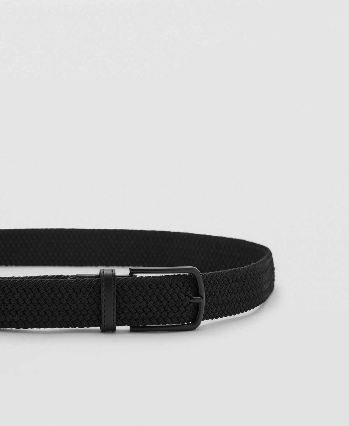 Mango Men's Braided Elastic Belt In Black