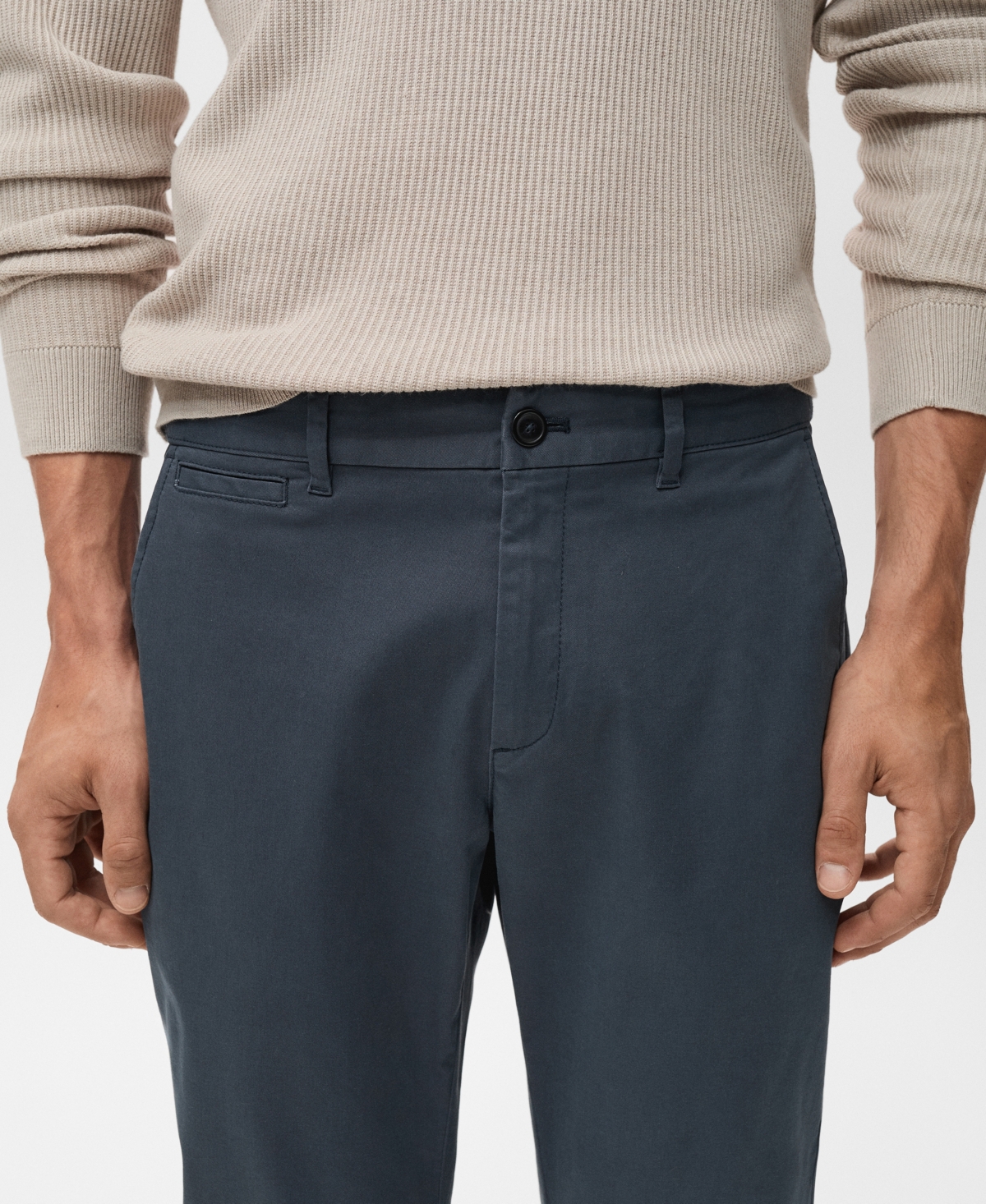 Mango Men's Prato Cropped Tapered Chino Pants In Blue