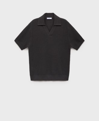 Men's Crochet Cotton Polo Shirt