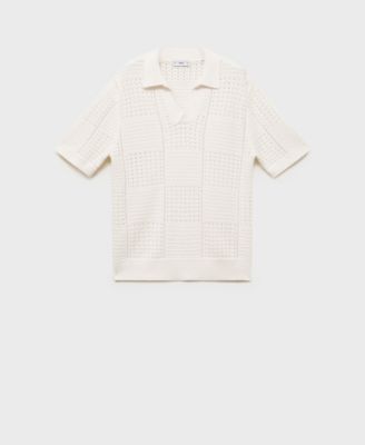 Men's Openwork Knitted Cotton Polo Shirt