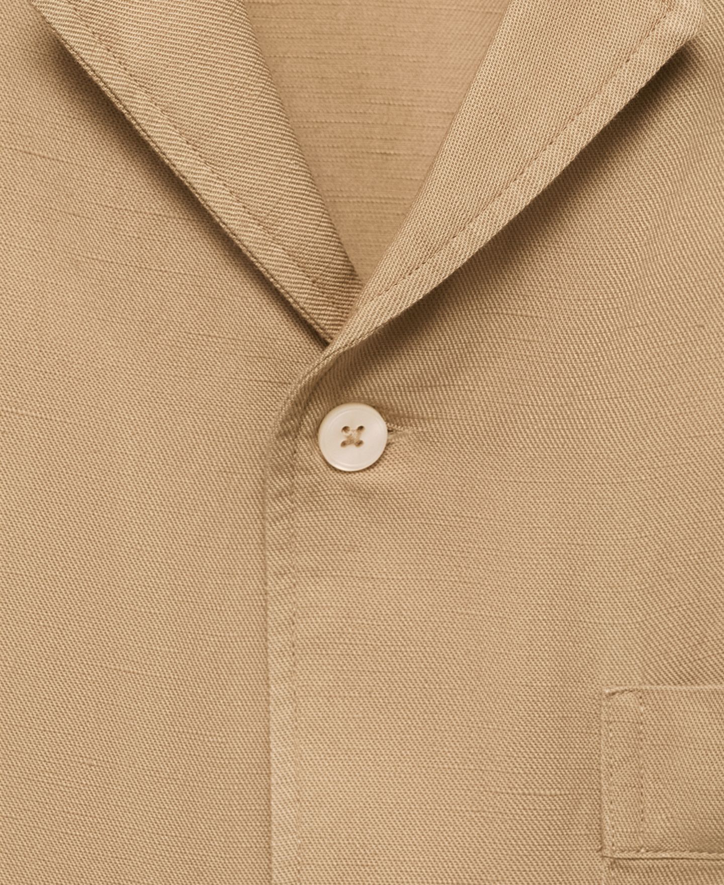 Мужская рубашка Mango Regular-Fit Linen Blend, цвет: Бежевый — фото 6