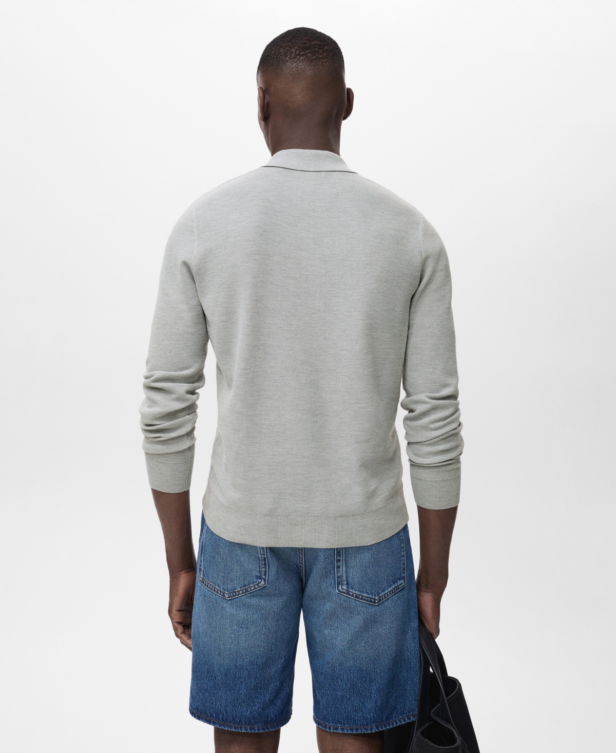 Mango Men's Micro-structured Cotton Polo Shirt In Gray