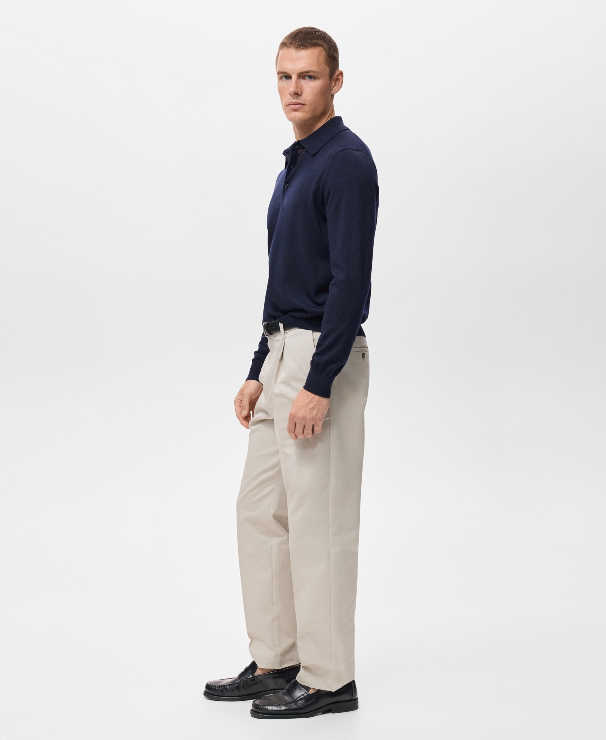 Mango Perkins Wool Quarter Zip Sweater In Blue