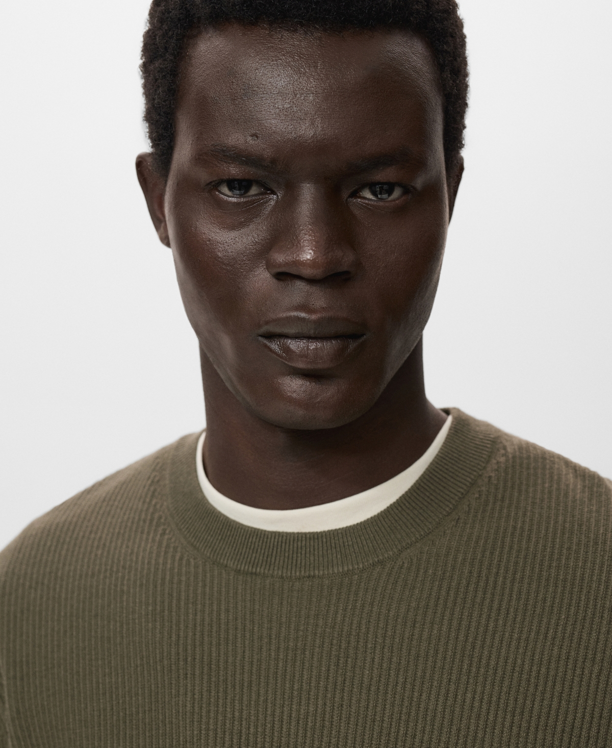 Mango Rib Crewneck Sweater In Green