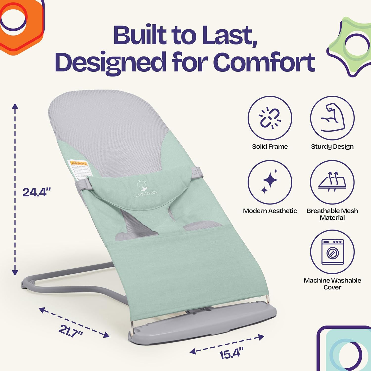 Kids Portable 2 in 1 Bouncer – Versatile Bouncer Chair Bouncer with Ergonomic Support to Use, Oatmeal