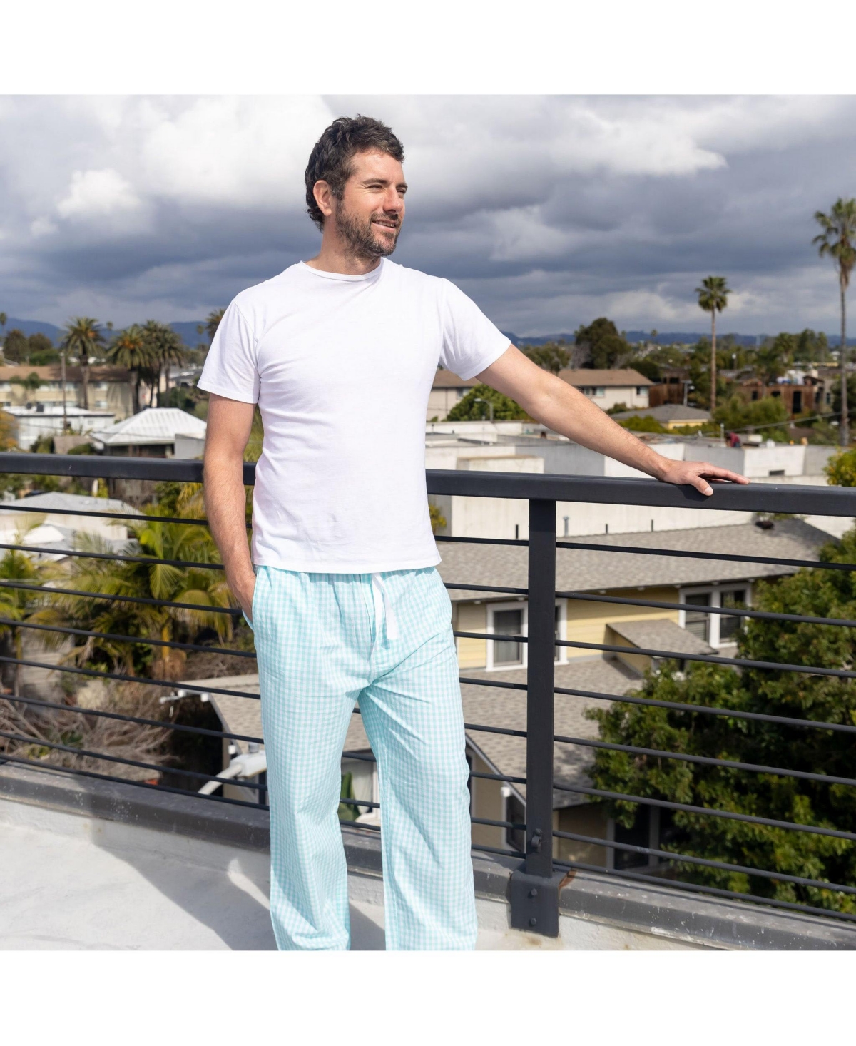 Sant and Abel Men's Hepburn Gingham Mint Pj Pants