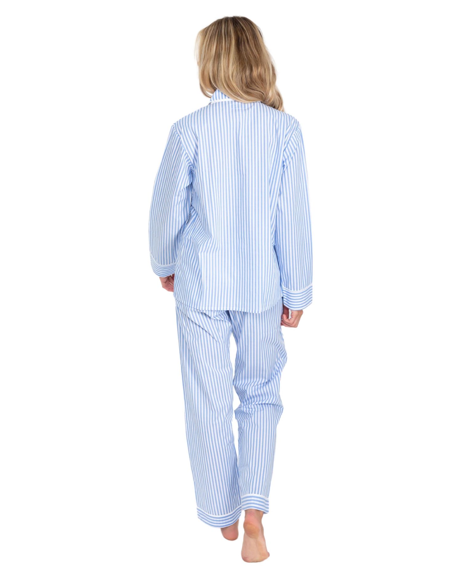 Women's Organic Cotton Poplin Button Down Long Sleeve Pajama Set