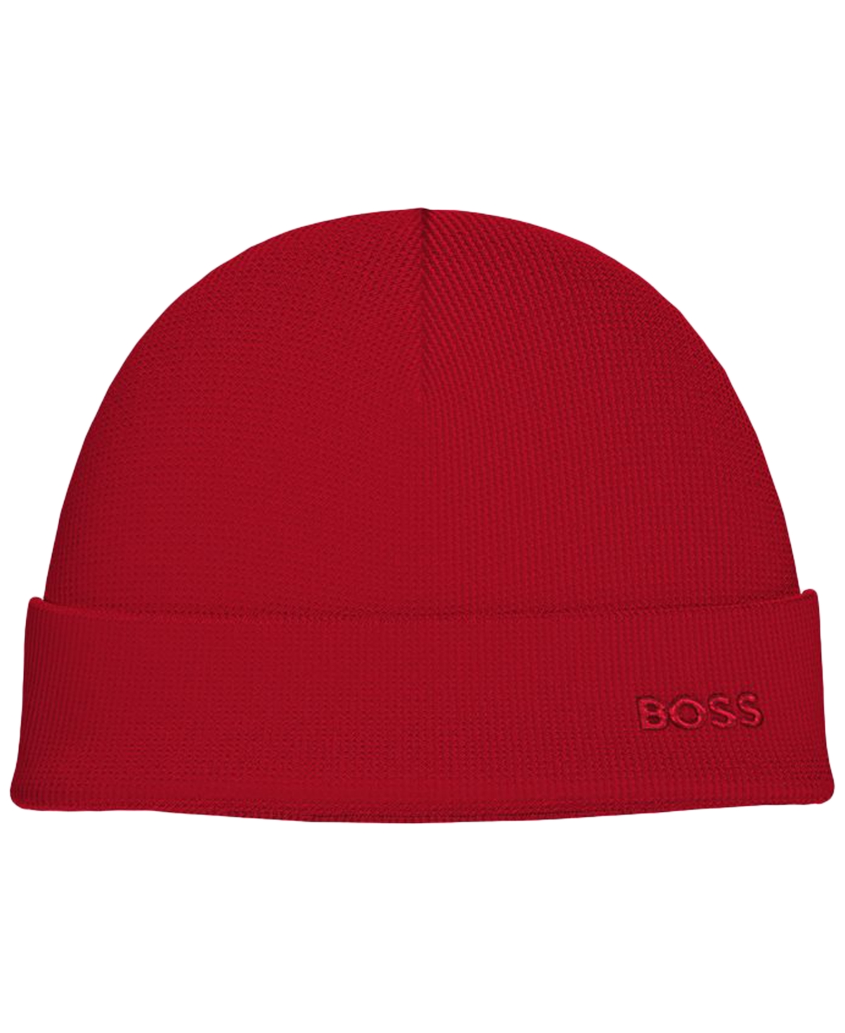 Hugo Boss Men's Waffle Logo Detail Beanie In Red