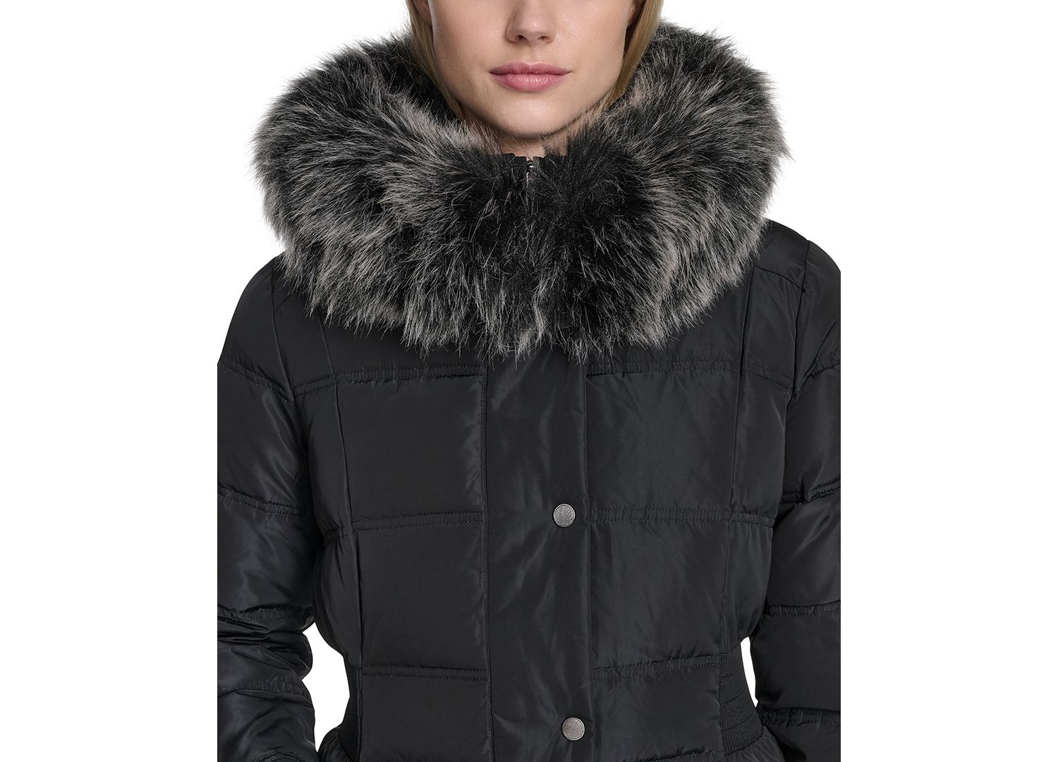 Women's Trim Hood Zip-Front Down Filled Puffer Coat