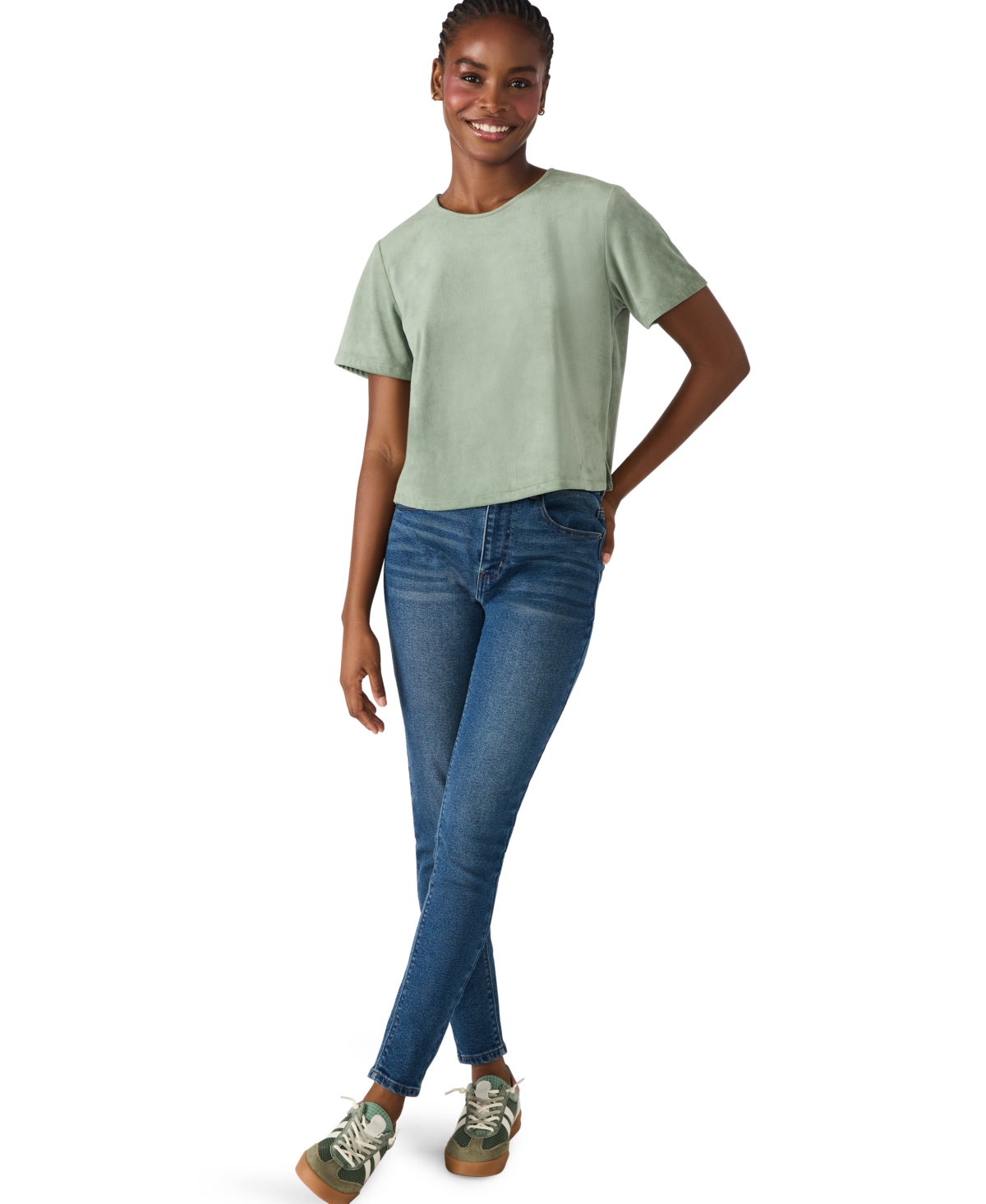 Steve Madden Ezra Back Zip Top In Green