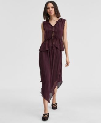 Tie-Front Top & Pleated Skirt, Macy's Exclusive