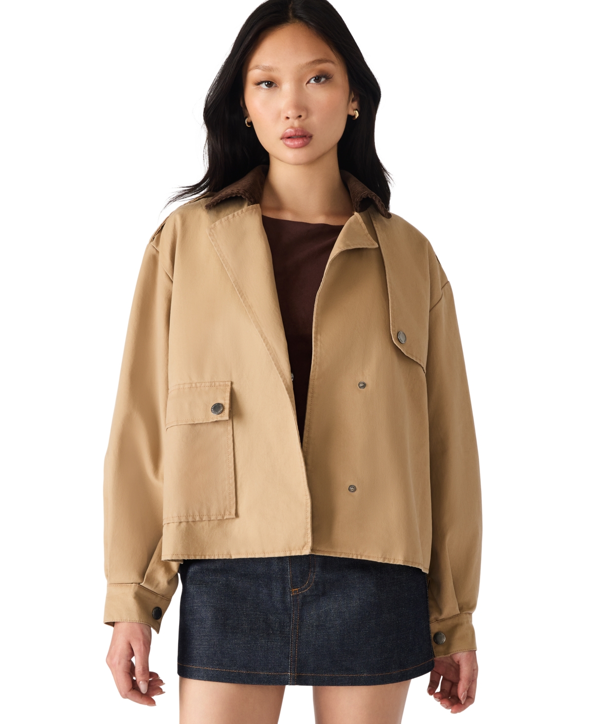 Steve Madden Luisa Trench Jacket In Brown