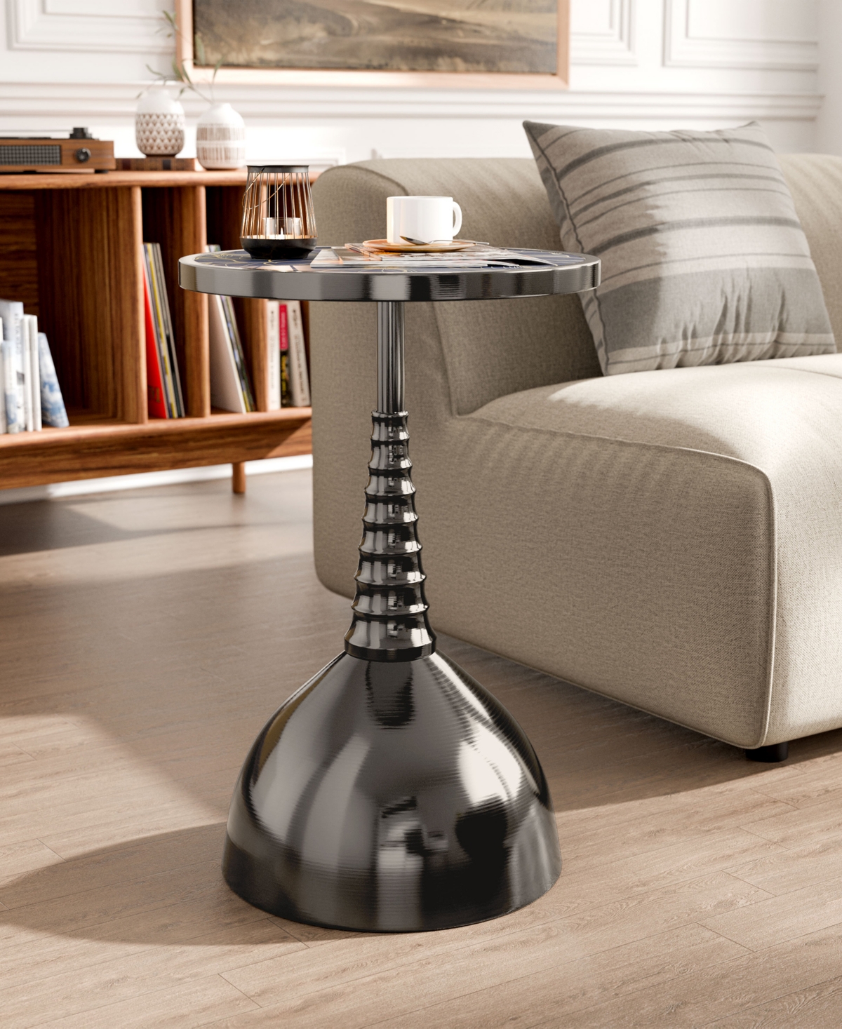 Furniture Of America Knoll 16" Metal Round End Table With Pedestal Base In Black