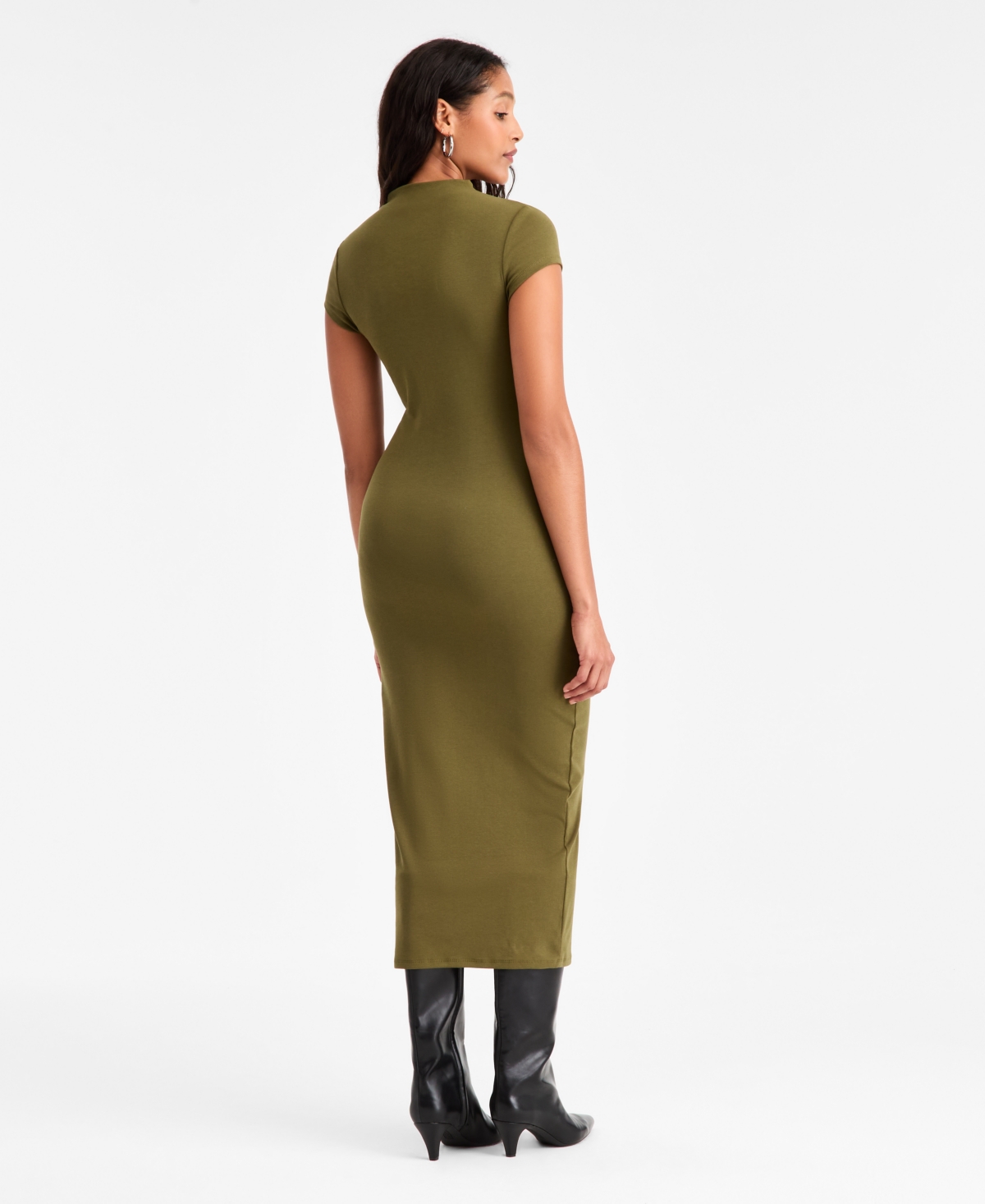 Bar Iii Women's Cap-sleeve Mock-neck Midi Dress, Exclusively At Macy's In Green